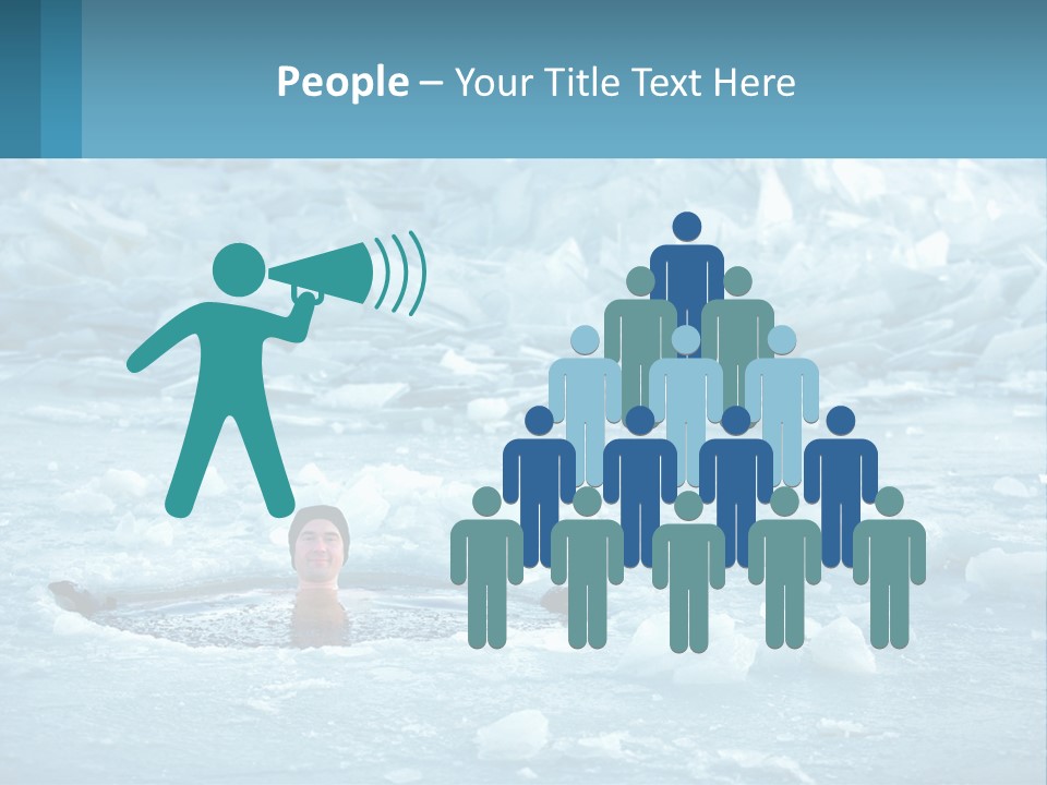 A Man Swimming In A Body Of Water Surrounded By Ice PowerPoint Template