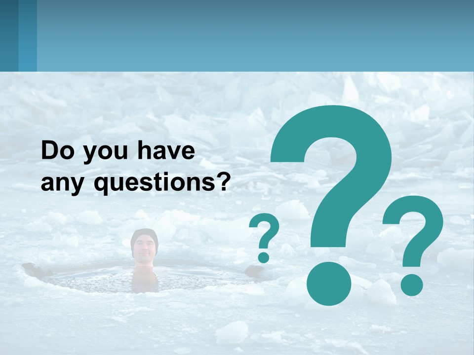 A Man Swimming In A Body Of Water Surrounded By Ice PowerPoint Template