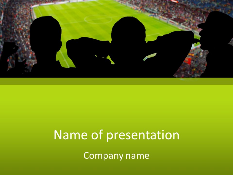 A Group Of People Sitting In Front Of A Soccer Field PowerPoint Template