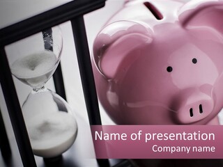 A Pink Piggy Bank Next To An Hourglass PowerPoint Template