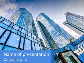 A Group Of Tall Buildings With A Blue Sky In The Background PowerPoint Template