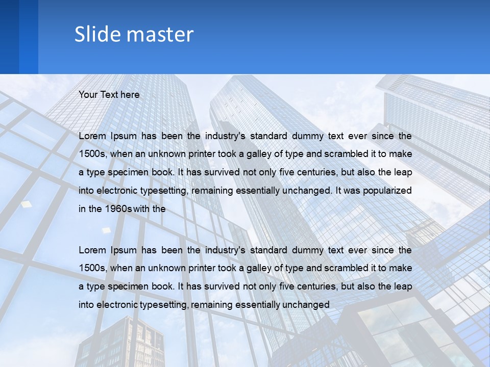 A Group Of Tall Buildings With A Blue Sky In The Background PowerPoint Template