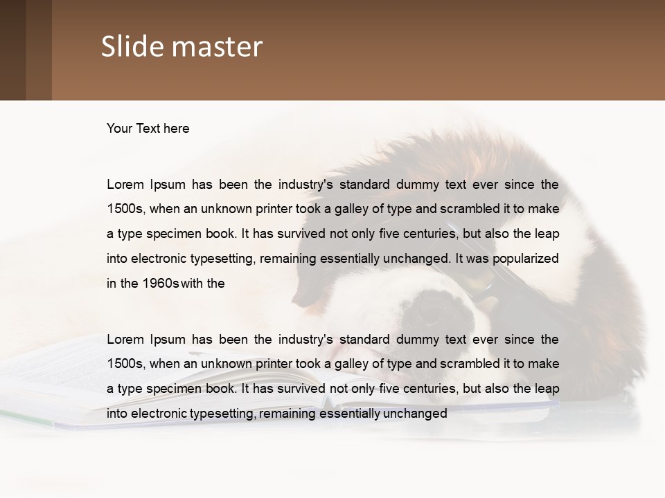 A Dog Laying Down With A Book And A Cell Phone PowerPoint Template