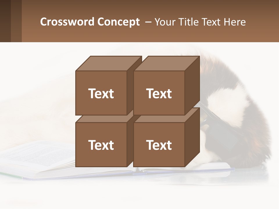 A Dog Laying Down With A Book And A Cell Phone PowerPoint Template