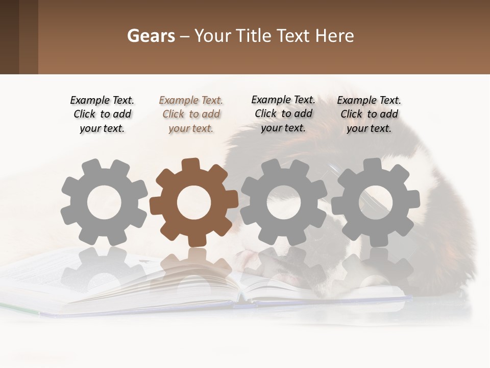 A Dog Laying Down With A Book And A Cell Phone PowerPoint Template