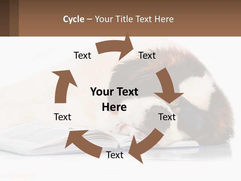 A Dog Laying Down With A Book And A Cell Phone PowerPoint Template