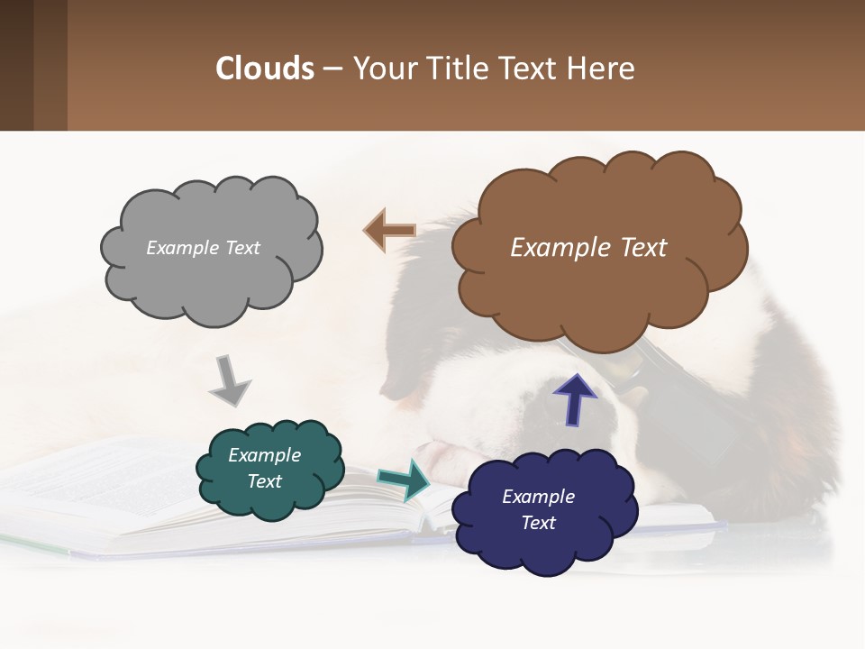 A Dog Laying Down With A Book And A Cell Phone PowerPoint Template