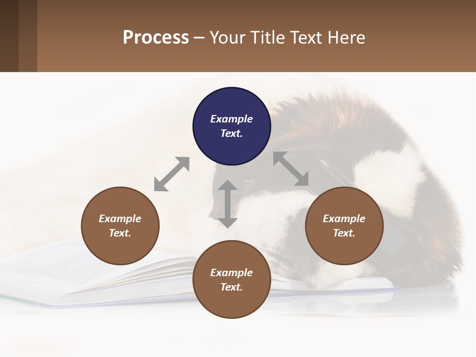 A Dog Laying Down With A Book And A Cell Phone PowerPoint Template