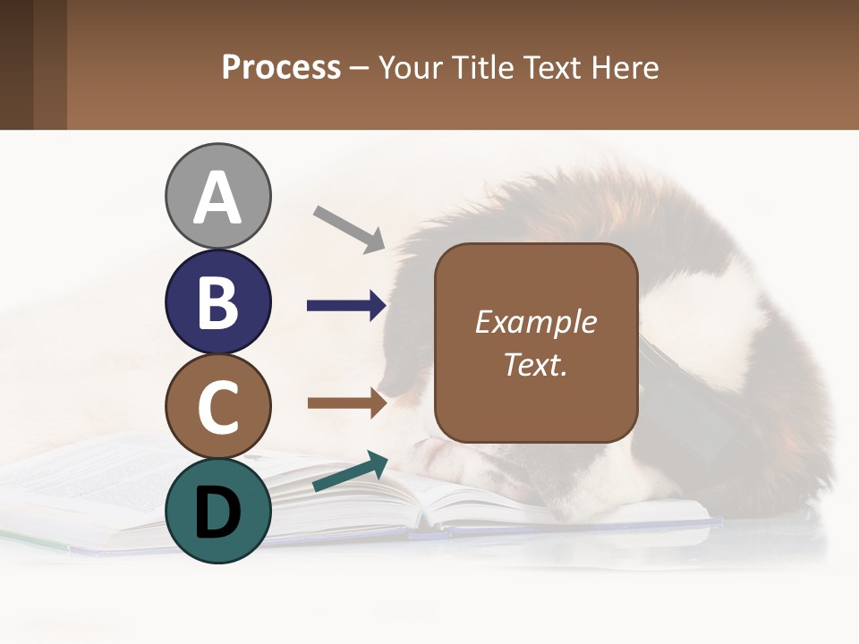 A Dog Laying Down With A Book And A Cell Phone PowerPoint Template