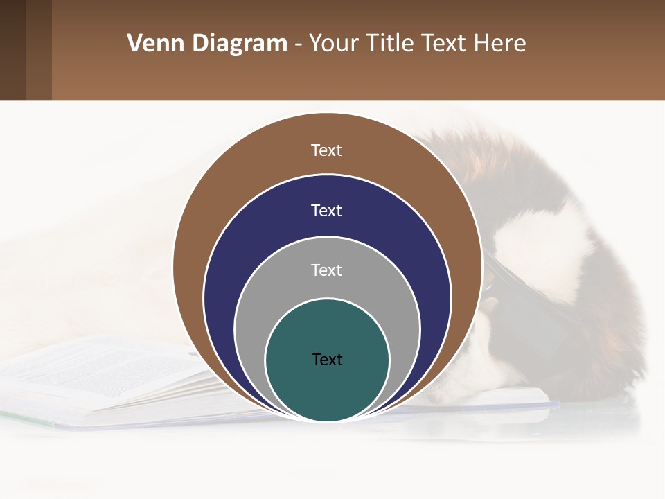 A Dog Laying Down With A Book And A Cell Phone PowerPoint Template