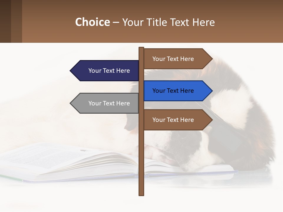 A Dog Laying Down With A Book And A Cell Phone PowerPoint Template