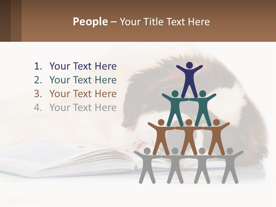 A Dog Laying Down With A Book And A Cell Phone PowerPoint Template