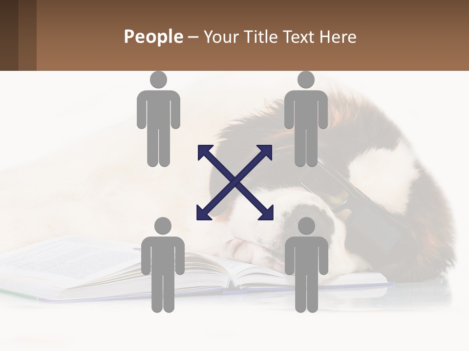 A Dog Laying Down With A Book And A Cell Phone PowerPoint Template