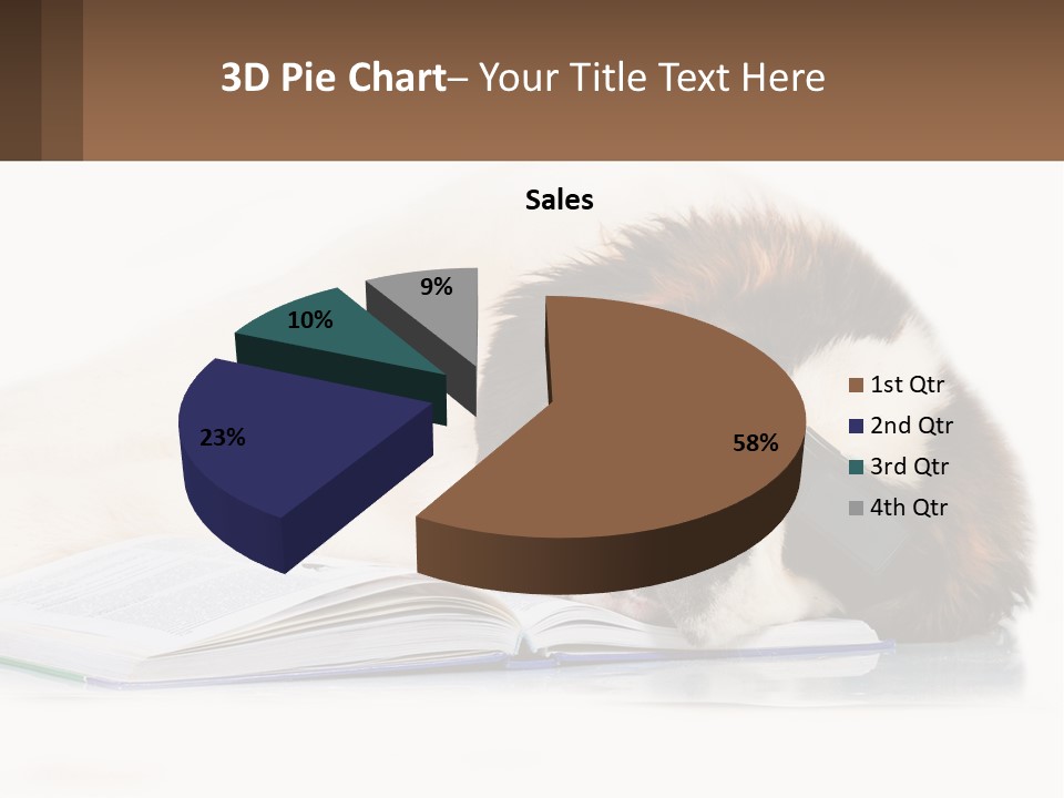 A Dog Laying Down With A Book And A Cell Phone PowerPoint Template
