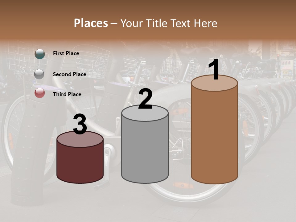 A Row Of Bicycles Parked Next To Each Other PowerPoint Template