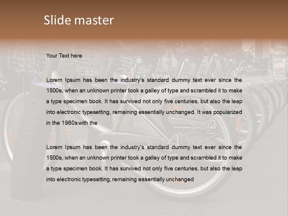 A Row Of Bicycles Parked Next To Each Other PowerPoint Template