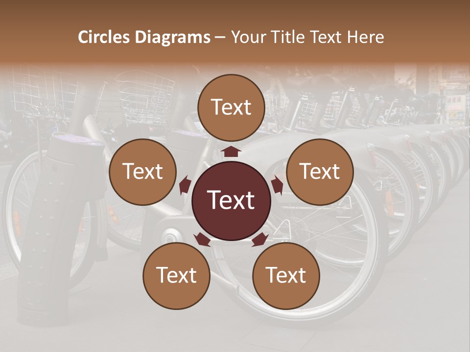 A Row Of Bicycles Parked Next To Each Other PowerPoint Template