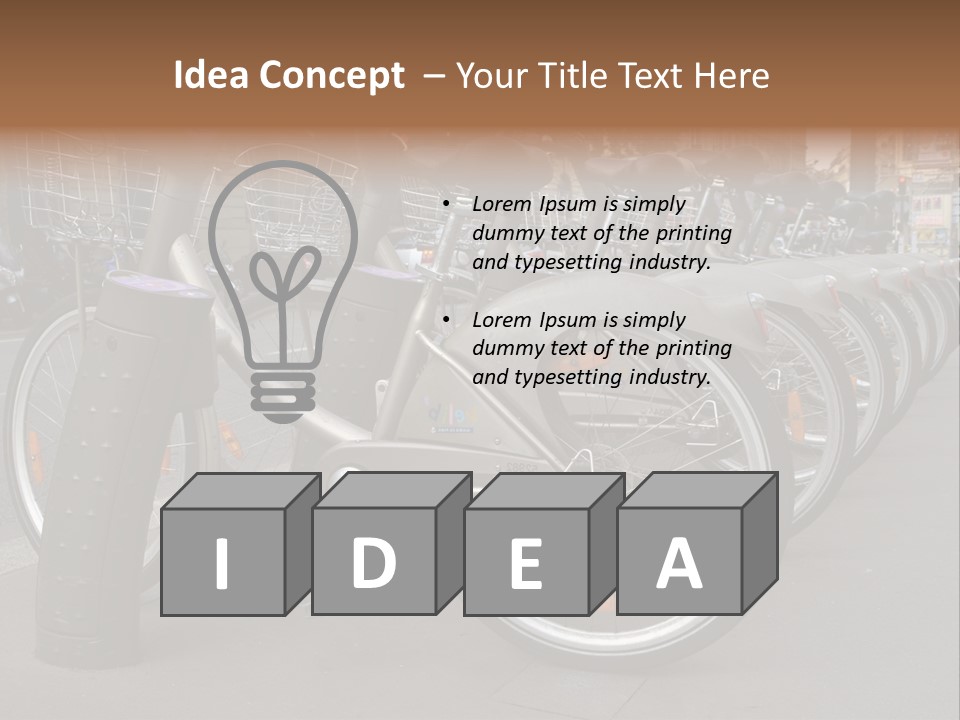 A Row Of Bicycles Parked Next To Each Other PowerPoint Template