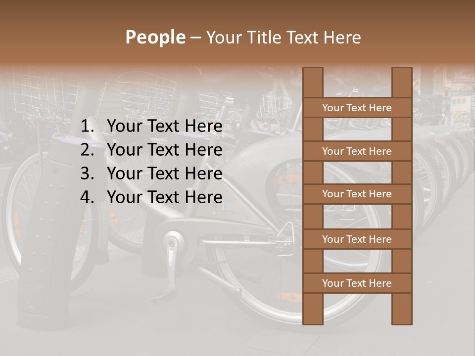 A Row Of Bicycles Parked Next To Each Other PowerPoint Template