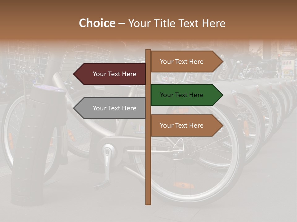 A Row Of Bicycles Parked Next To Each Other PowerPoint Template