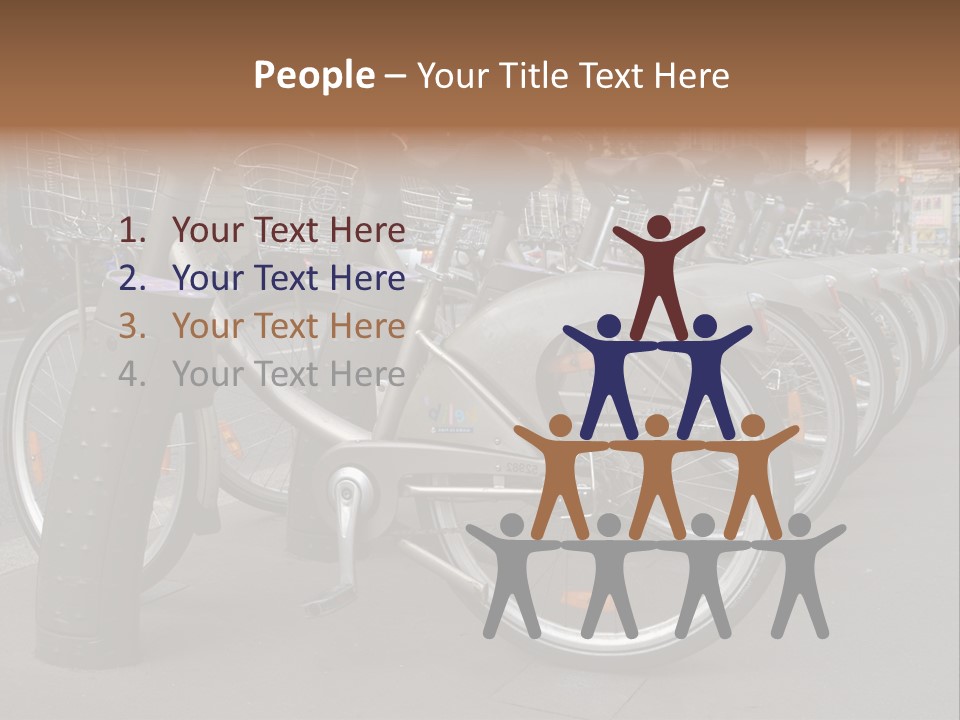 A Row Of Bicycles Parked Next To Each Other PowerPoint Template