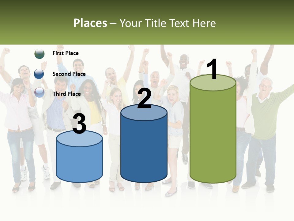 A Group Of People Standing Together With Their Arms In The Air PowerPoint Template