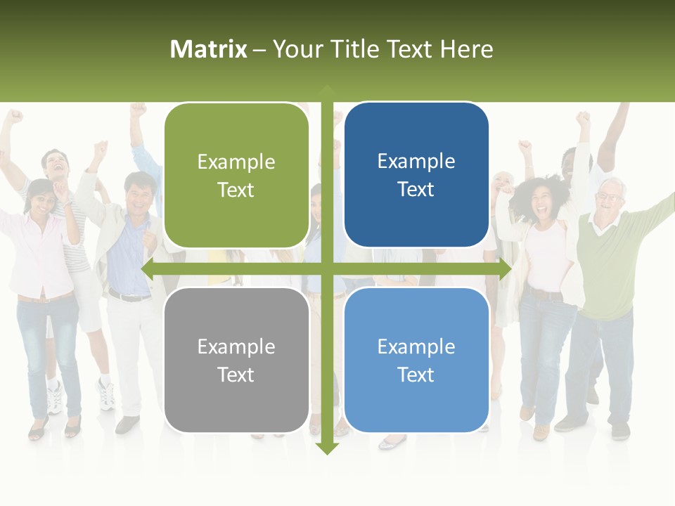 A Group Of People Standing Together With Their Arms In The Air PowerPoint Template