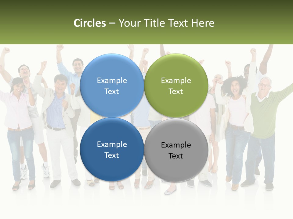 A Group Of People Standing Together With Their Arms In The Air PowerPoint Template