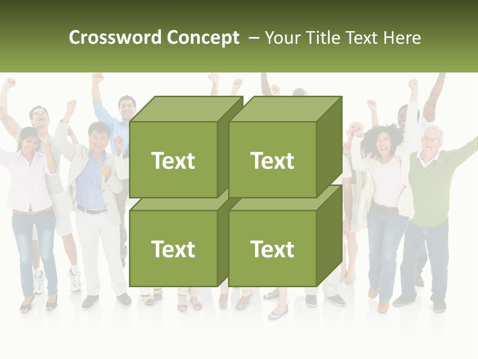 A Group Of People Standing Together With Their Arms In The Air PowerPoint Template