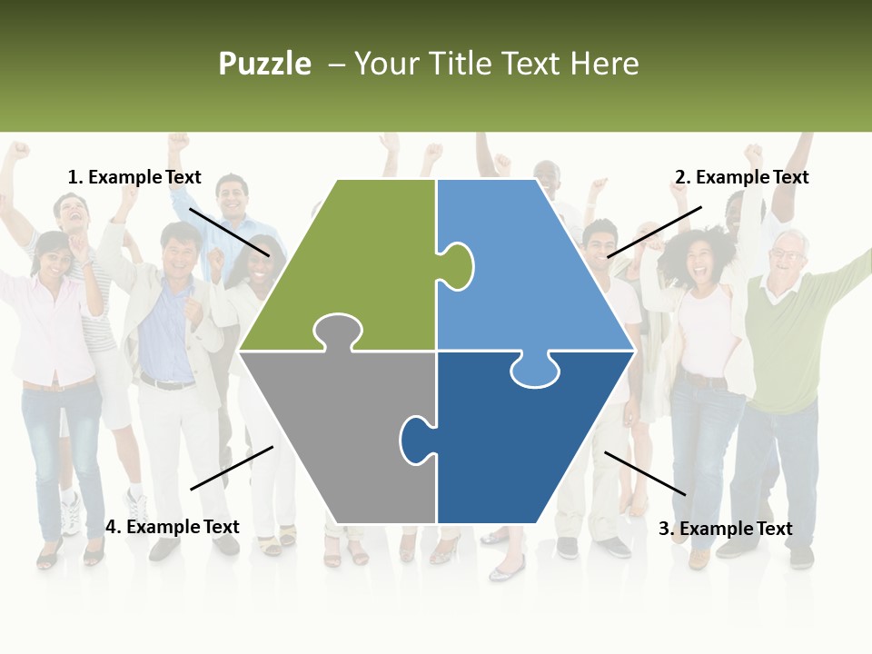 A Group Of People Standing Together With Their Arms In The Air PowerPoint Template