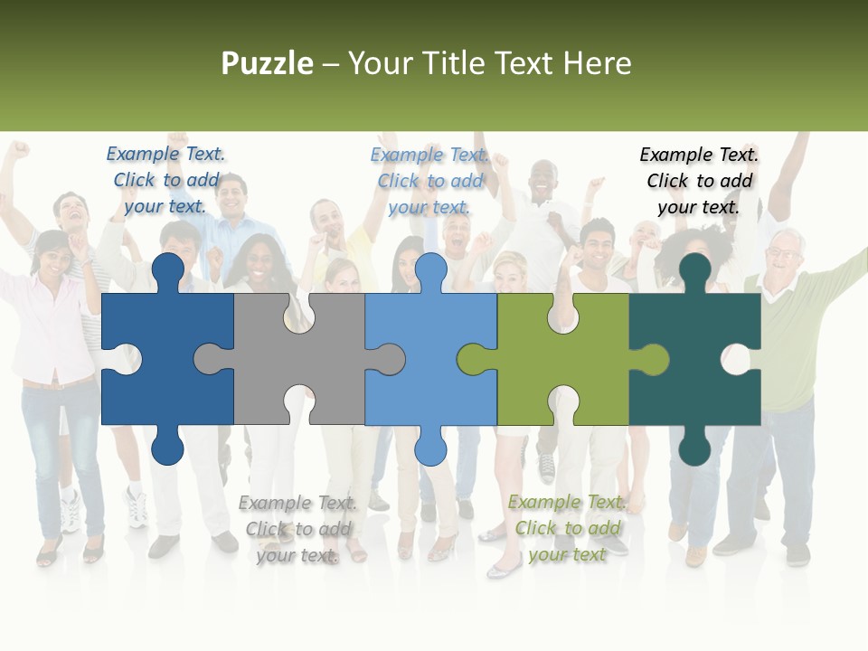 A Group Of People Standing Together With Their Arms In The Air PowerPoint Template