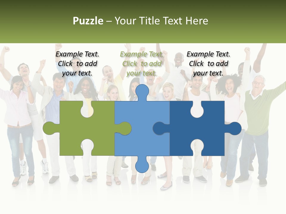 A Group Of People Standing Together With Their Arms In The Air PowerPoint Template