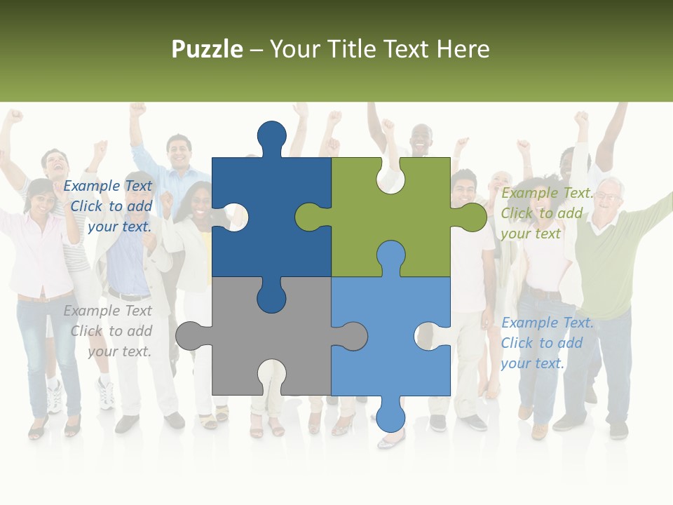 A Group Of People Standing Together With Their Arms In The Air PowerPoint Template