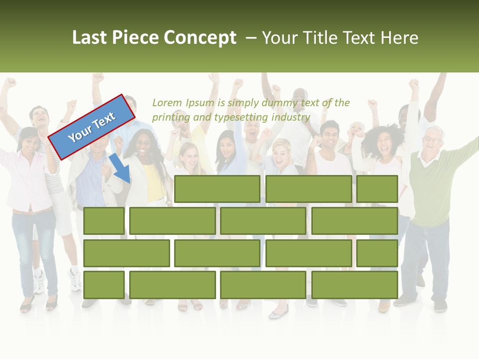 A Group Of People Standing Together With Their Arms In The Air PowerPoint Template