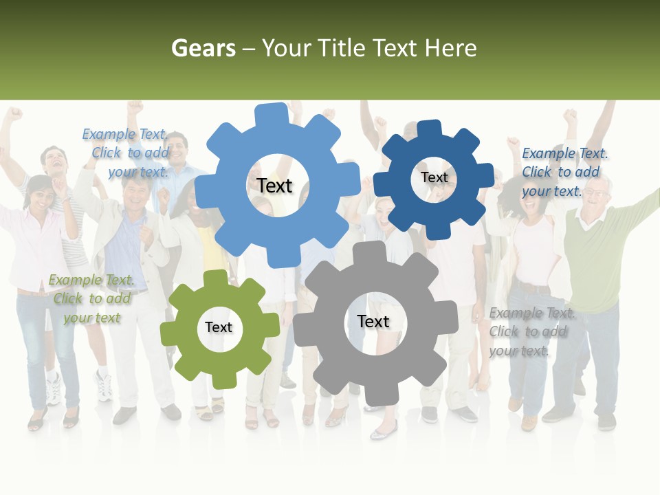 A Group Of People Standing Together With Their Arms In The Air PowerPoint Template