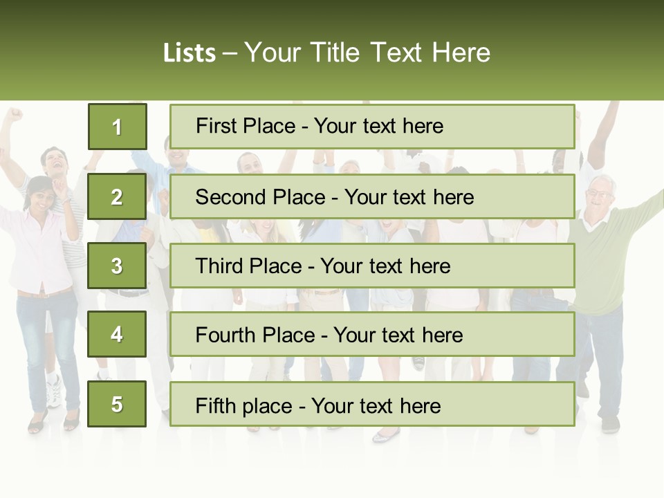 A Group Of People Standing Together With Their Arms In The Air PowerPoint Template