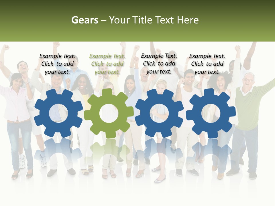 A Group Of People Standing Together With Their Arms In The Air PowerPoint Template