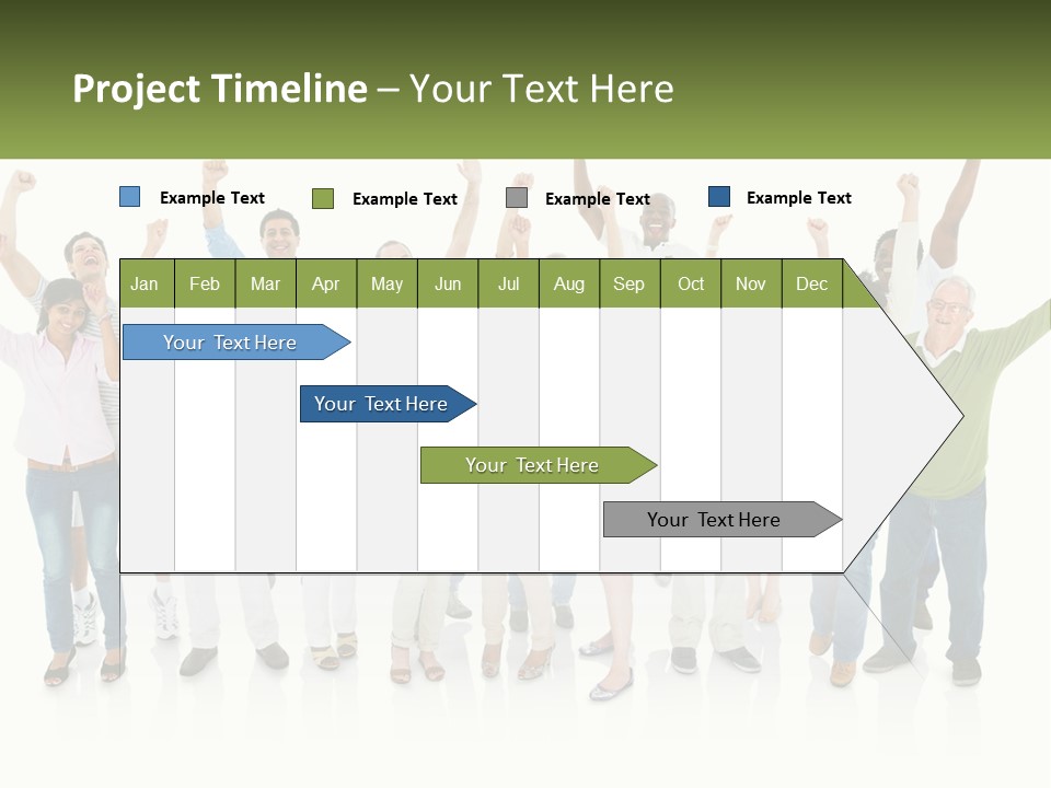 A Group Of People Standing Together With Their Arms In The Air PowerPoint Template