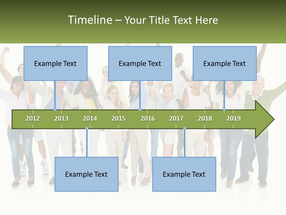 A Group Of People Standing Together With Their Arms In The Air PowerPoint Template