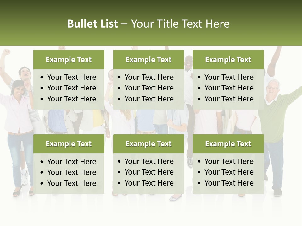 A Group Of People Standing Together With Their Arms In The Air PowerPoint Template