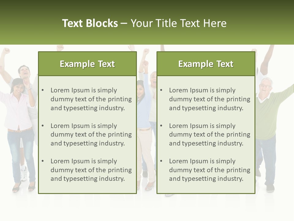 A Group Of People Standing Together With Their Arms In The Air PowerPoint Template