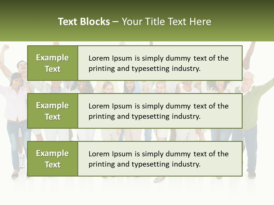 A Group Of People Standing Together With Their Arms In The Air PowerPoint Template