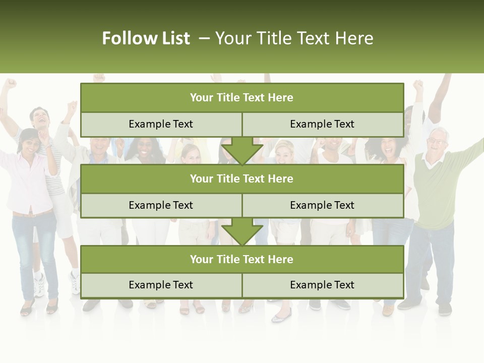 A Group Of People Standing Together With Their Arms In The Air PowerPoint Template