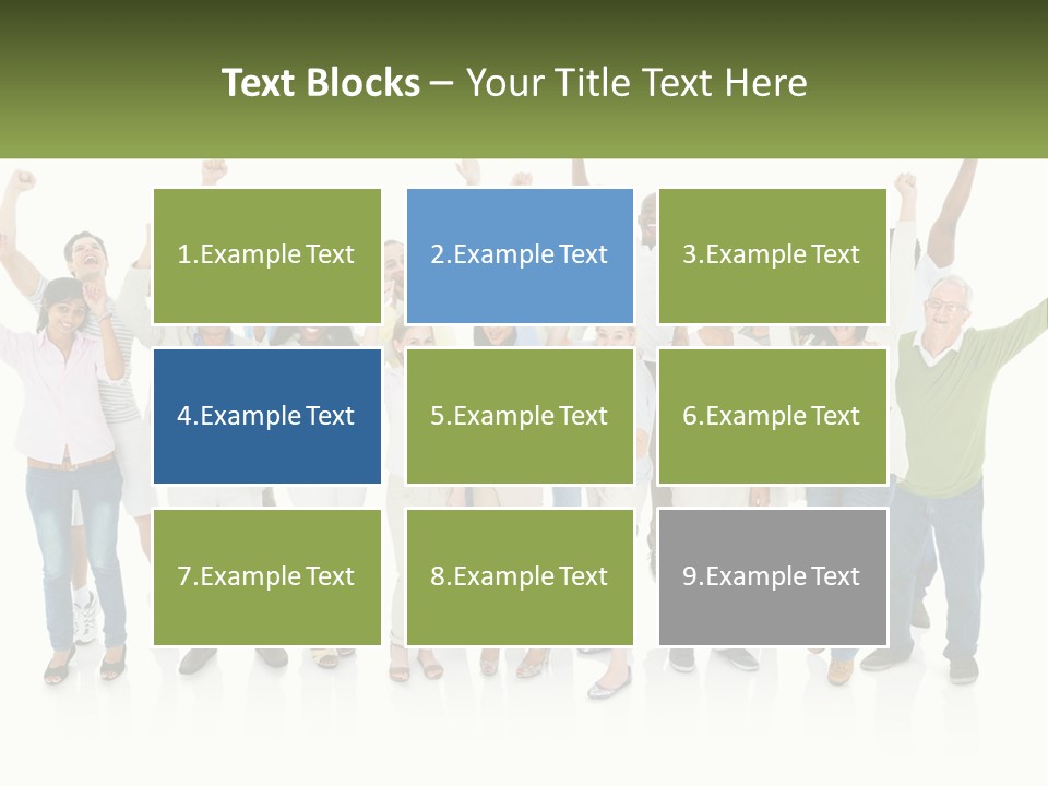 A Group Of People Standing Together With Their Arms In The Air PowerPoint Template