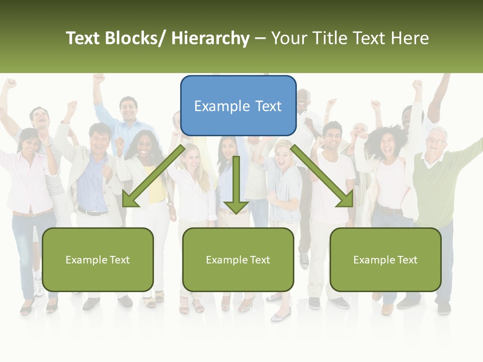 A Group Of People Standing Together With Their Arms In The Air PowerPoint Template