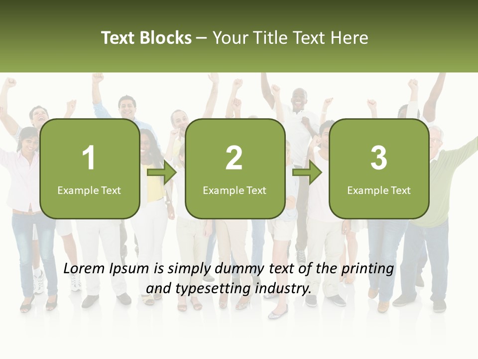 A Group Of People Standing Together With Their Arms In The Air PowerPoint Template