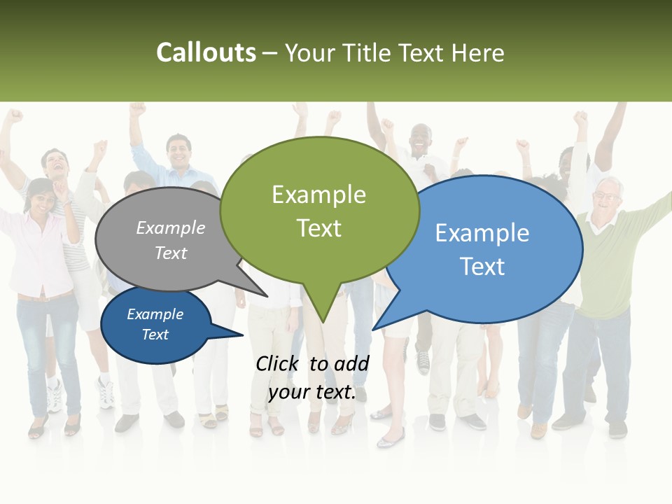 A Group Of People Standing Together With Their Arms In The Air PowerPoint Template