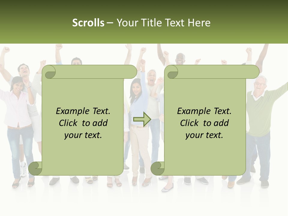 A Group Of People Standing Together With Their Arms In The Air PowerPoint Template