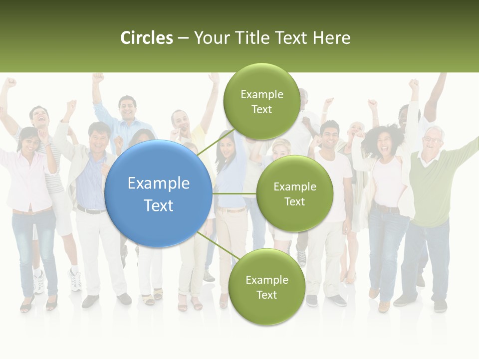 A Group Of People Standing Together With Their Arms In The Air PowerPoint Template