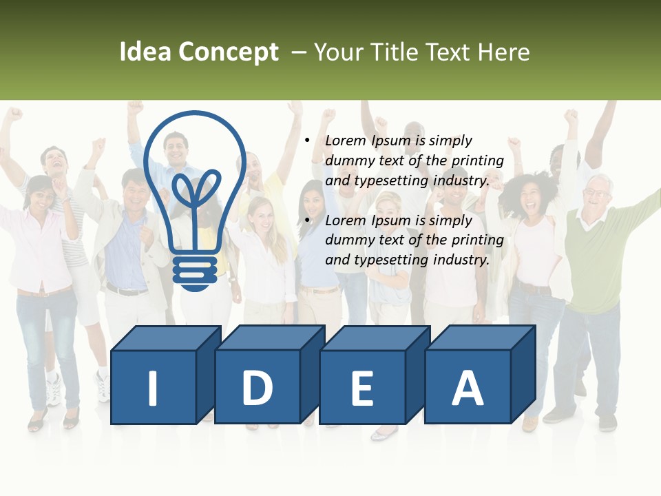 A Group Of People Standing Together With Their Arms In The Air PowerPoint Template